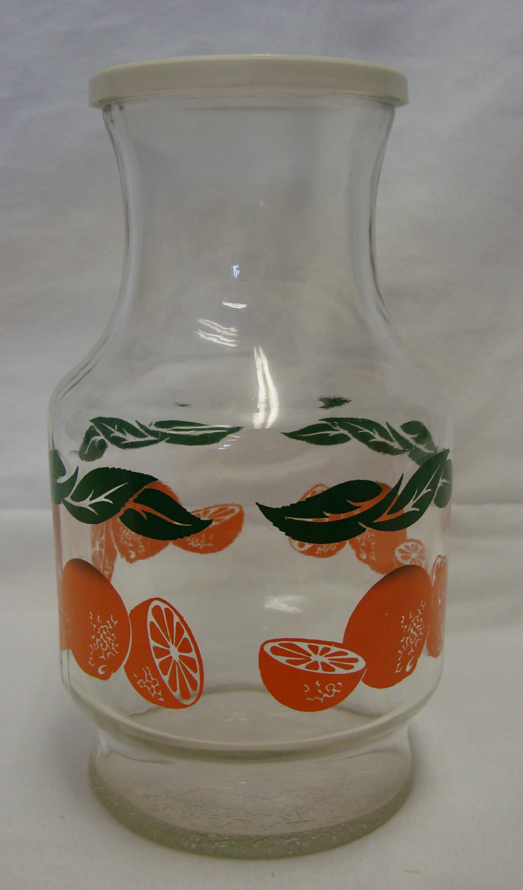 Vintage Anchor Hocking Orange Juice Clear Glass Pitcher Decanter Carafe