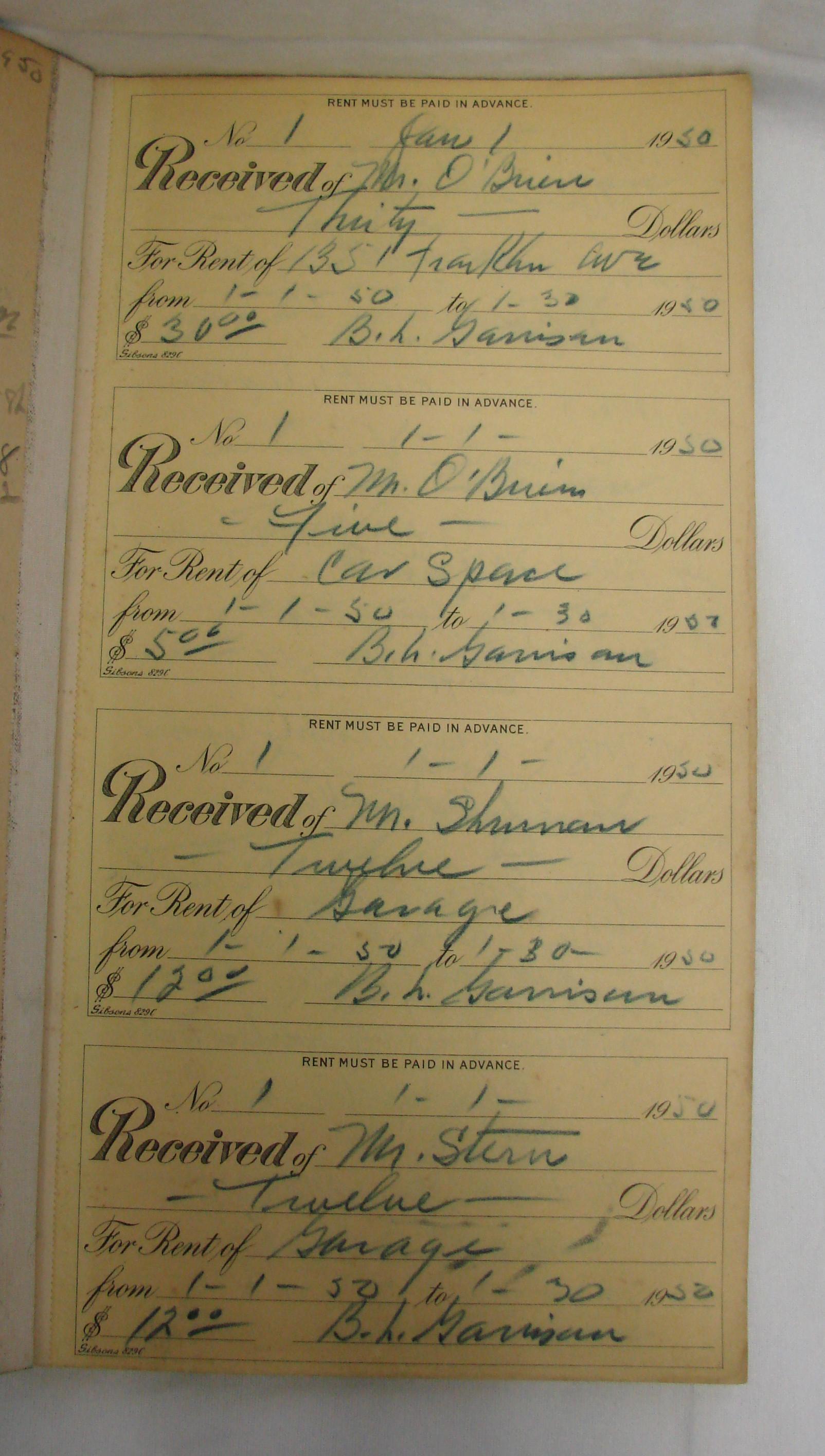 Vintage 1950 Virginia Rent Receipt Duplicating Book  