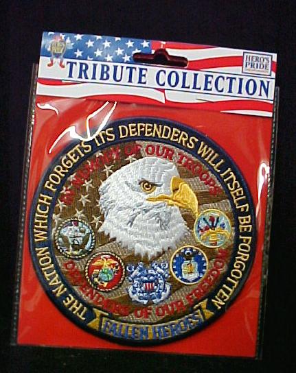 Tribute Patch 5 USN USMC USCG USAF Eagle Fallen Hero  