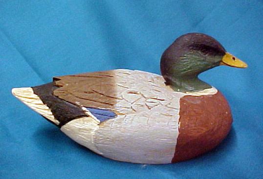 Mallard Drake Decoy Hand Carved Art Signed R Taylor 91  