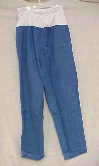 Maternity Scrub Pants Blue Denim Stretch Panel M