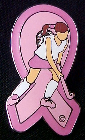 Breast Cancer Awareness Field Hockey Player Pin Tac New  