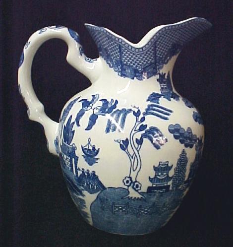 Blue Willow Porcelain China Large Milk Water Pitcher  