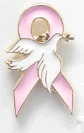 Pink Ribbon White Dove Hope Breast Cancer Pin Tac NIB  