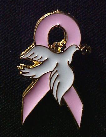 Pink Ribbon White Dove Hope Breast Cancer Pin Tac NIB  